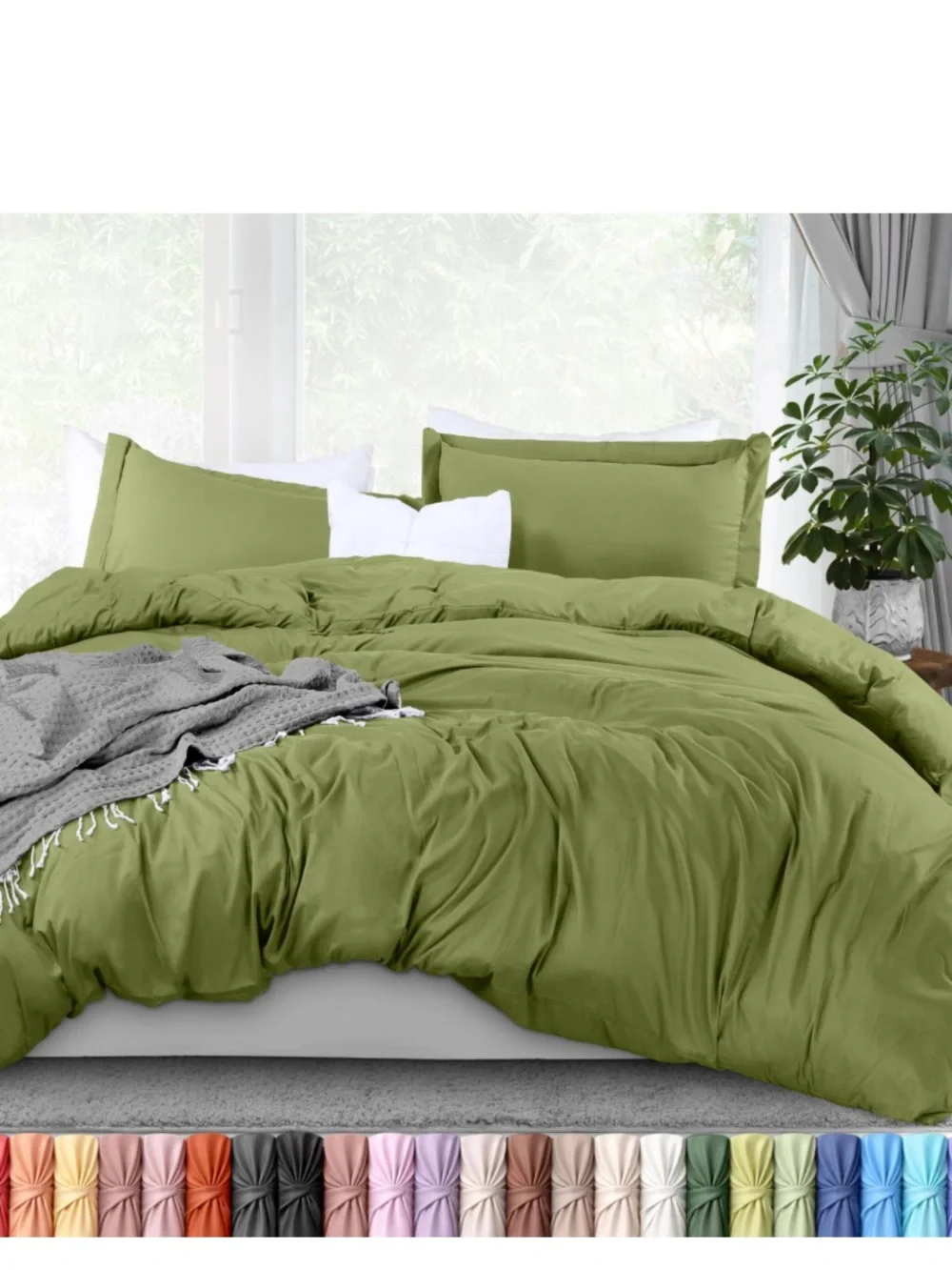 Duvet Cover 3Pc Set - Moss Green QUEEN SIZE